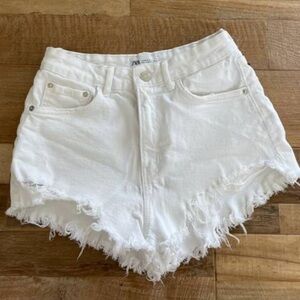 ZARA White High Rise Denim Shorts